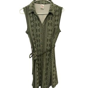 No Boundaries Green Geometric Mini Dress